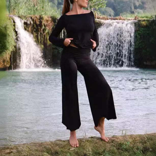 Damen Weite Jersey-Hose mit seitlichen Taschen und elastischem Bund WW