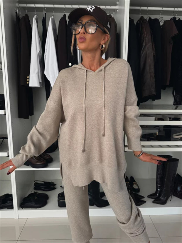 Damen bequemer Hoodie und entspannte Jogginghose Set WW