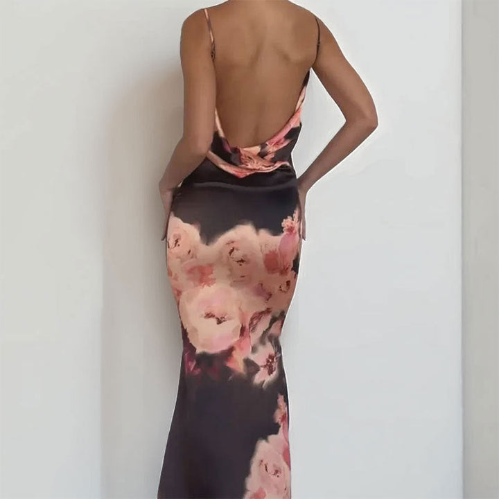 Damen Maxikleid mit elegantem Spaghetti-Träger-Design und floralem Muster W&W Mode