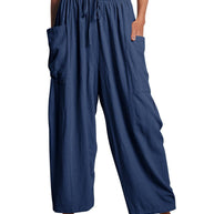Damen Bequeme Leinen-Hosen mit praktischen Seitentaschen WW