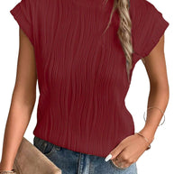 WW | Einfarbiges Rundhalsausschnitt Loose Kurzarm T-Shirt Top