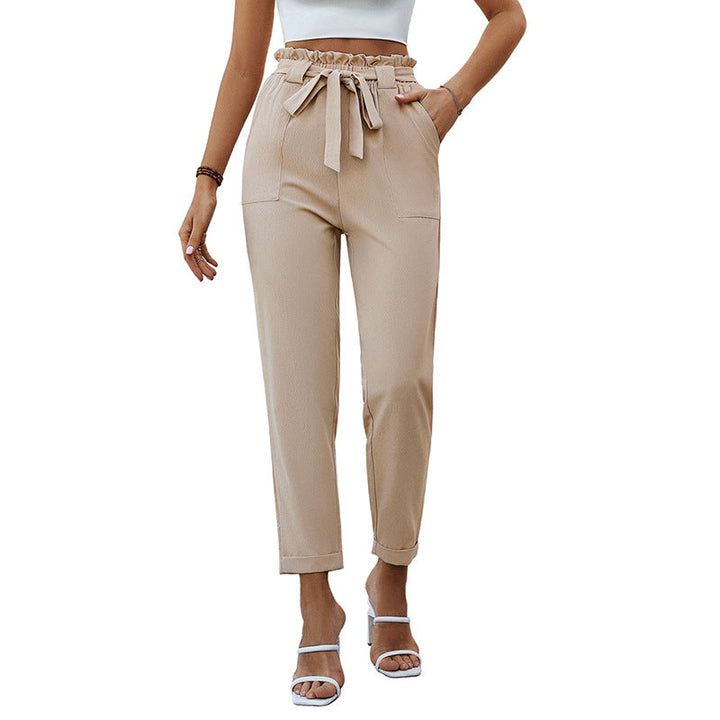 Damen Bequeme High-Waist Pants mit Taillengürtel W&W Mode
