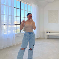 Damen Destroyed Jeans im modernen Weitchnitt mit lässiger Eleganz WW