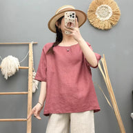 Damen Relaxed Fit Leinen Oversized Top WW