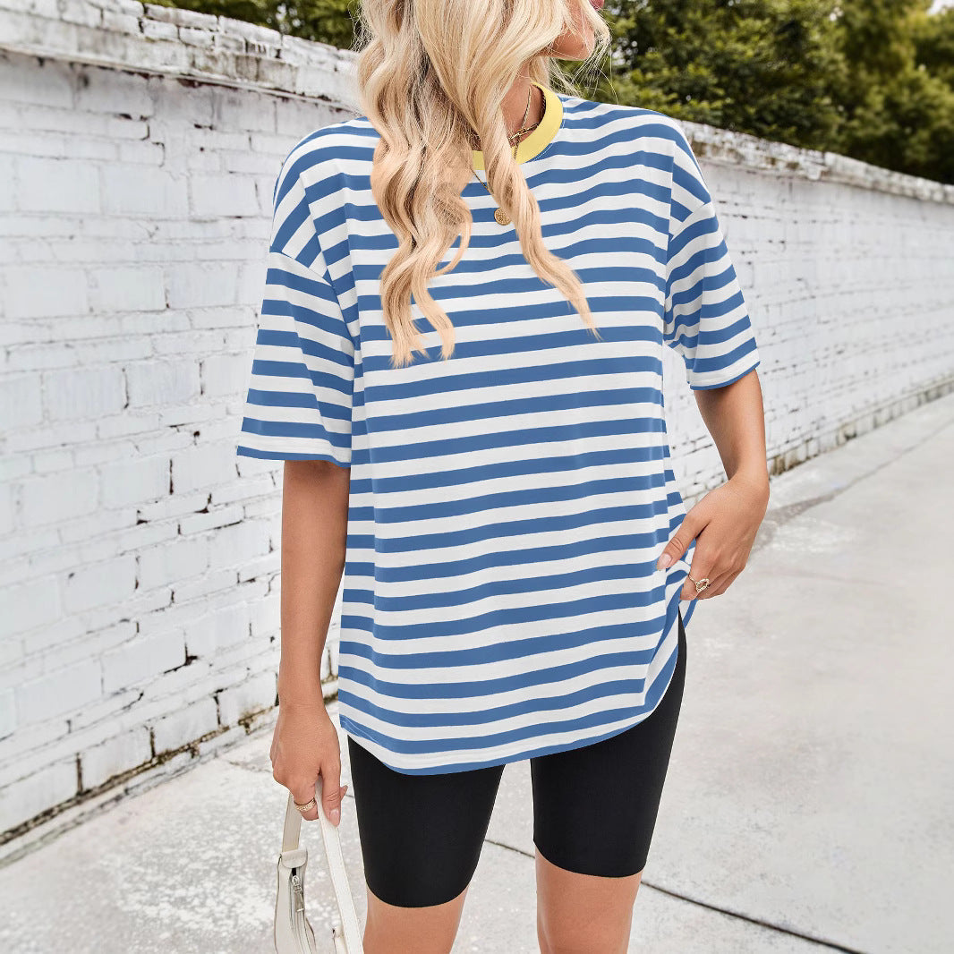 Damen Übergrößen T-Shirt mit Streifenmuster W&W Mode
