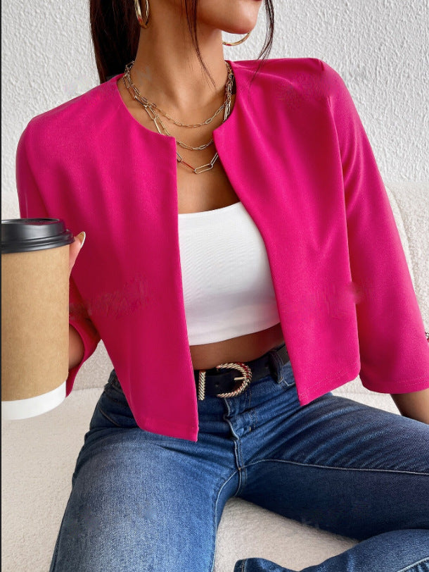 Damen lässige Kurzblazer mit strukturiertem Stoff WW