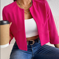 Damen lässige Kurzblazer mit strukturiertem Stoff WW