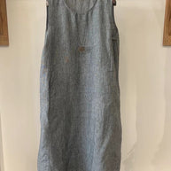 Damen Ärmelloses Leinen Shift Kleid WW