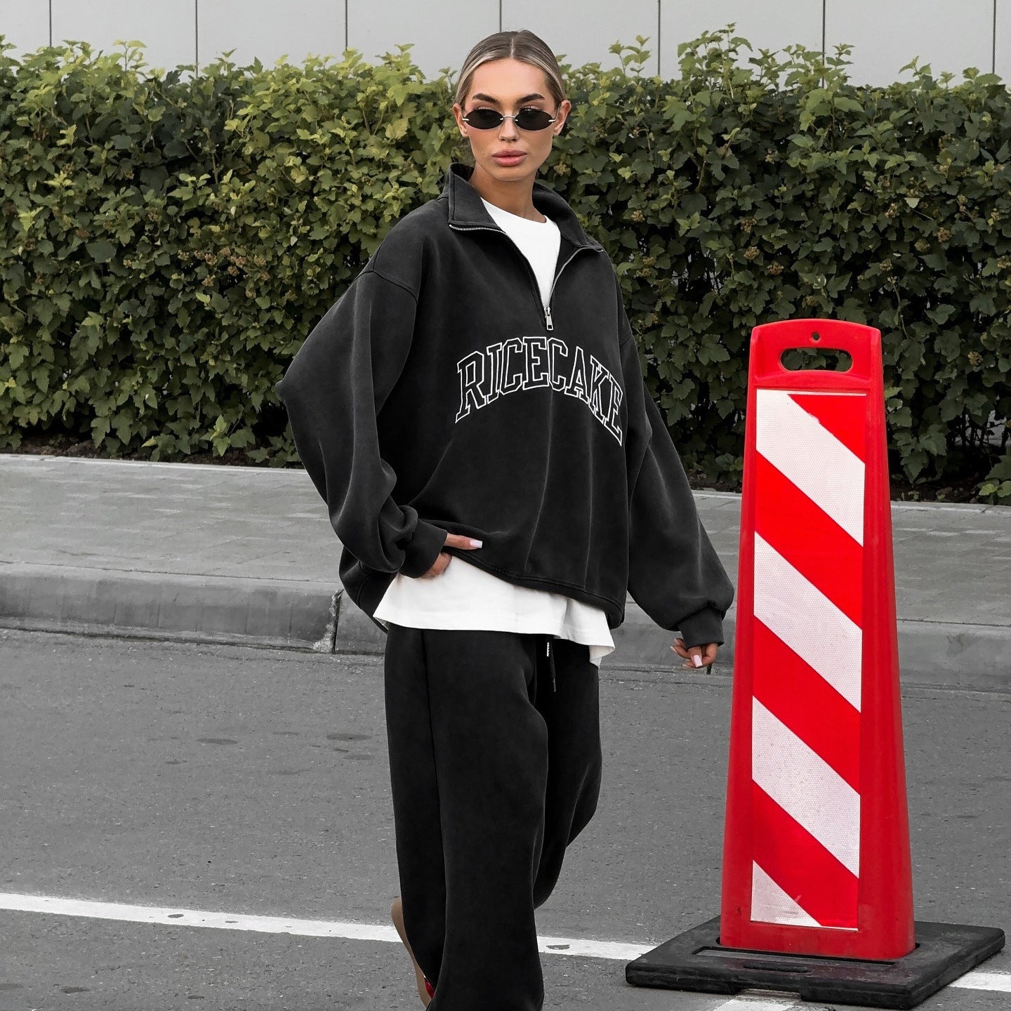 Damen bequemer Oversized Sweatpullover mit hochwertigem Reißverschluss und lässigem Schnitt WW
