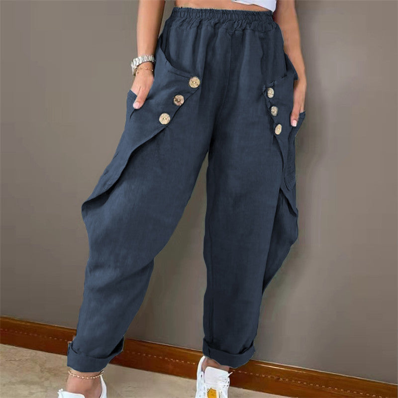 Damen lässige Cargohose mit Knopfdetails und praktischen Taschen WW