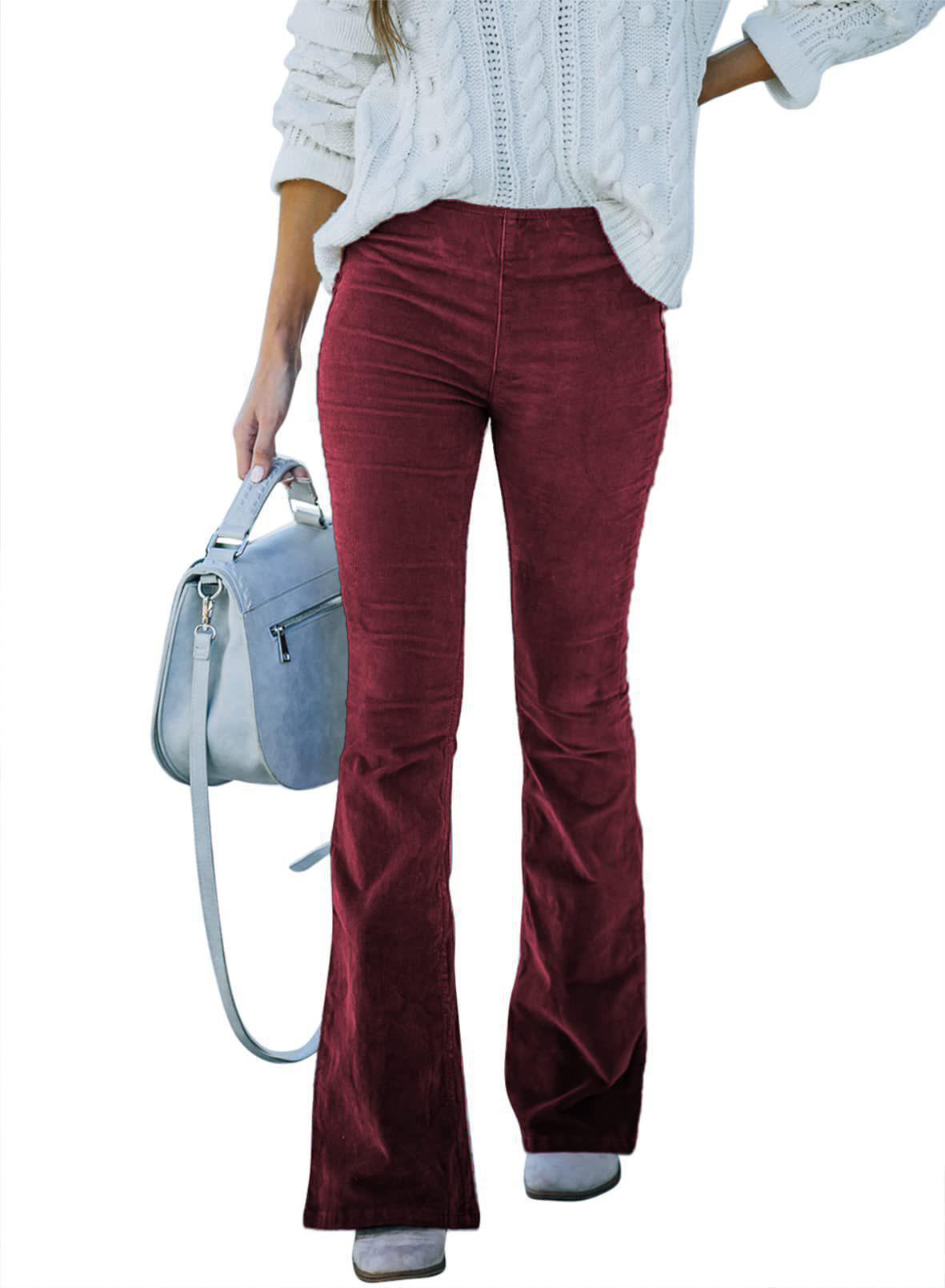 Damen ausgestellte Cordhose mit hohem Bund und strukturiertem Stoff WW
