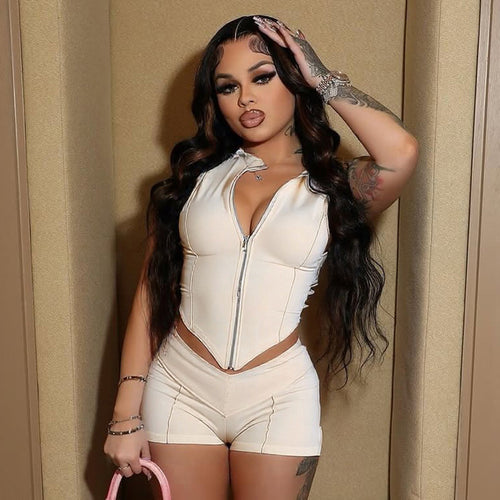 Damen Sportliches Zweiteiler-Set mit tailliertem Oberteil und Shorts WW