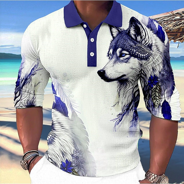 Herren Polo-Shirt mit einzigartigem Wolfsdesign WW