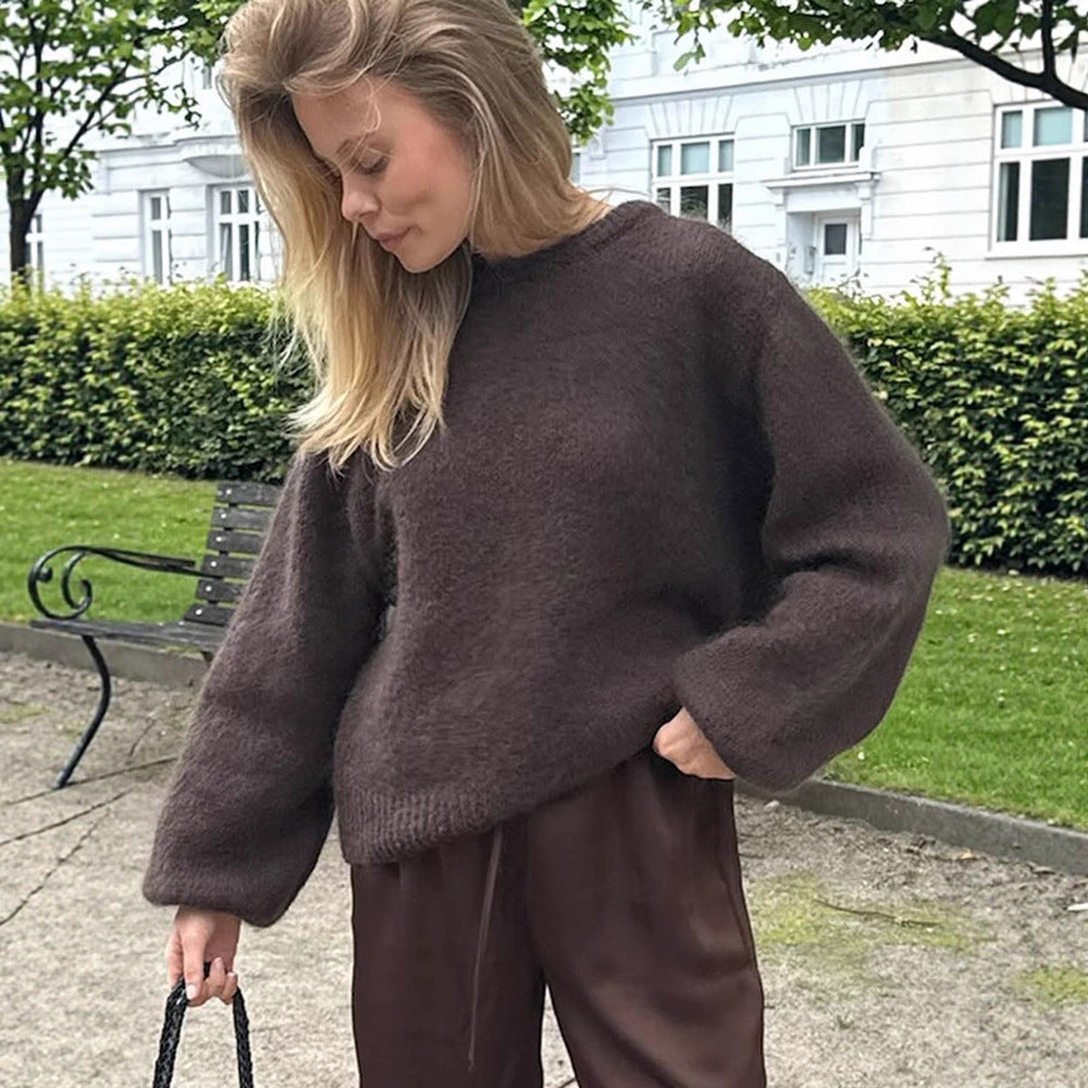 Damen stilvoller Relaxed-Fit Pullover mit voluminösen Ärmeln WW
