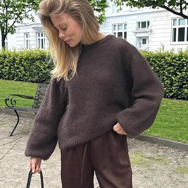 Damen stilvoller Relaxed-Fit Pullover mit voluminösen Ärmeln WW