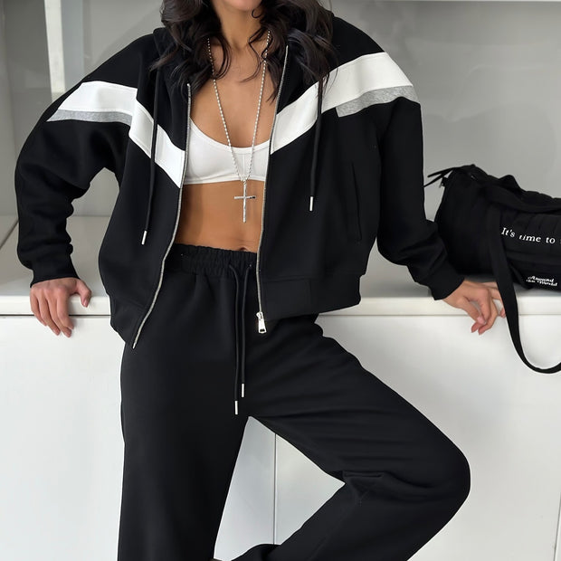 Damen sportliches Jogginganzug-Set mit modernem Schnitt und trendigen Akzenten WW