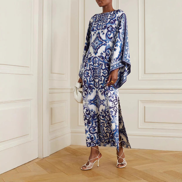 Damen Eleganter Kaftan mit kunstvollem Muster und seitlichen Schlitzen WW