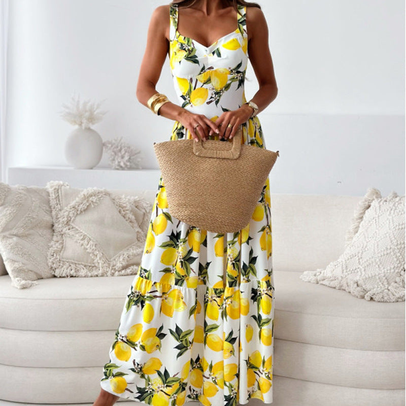 Damen Sommerkleid mit romantischem Zitronenprint WW