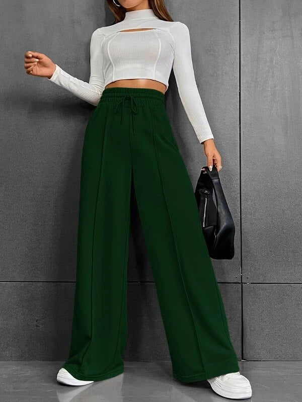 Damen Bequeme und elegante Lounge-Hose mit hohem Bund und praktischen Taschen WW