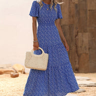 Damen Midikleid mit voluminösen Ärmeln und fließendem Rock W&W