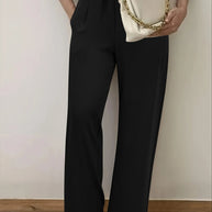 Damen Weite Hochtaillierte Stoffhose mit elegantem Gummibund WW