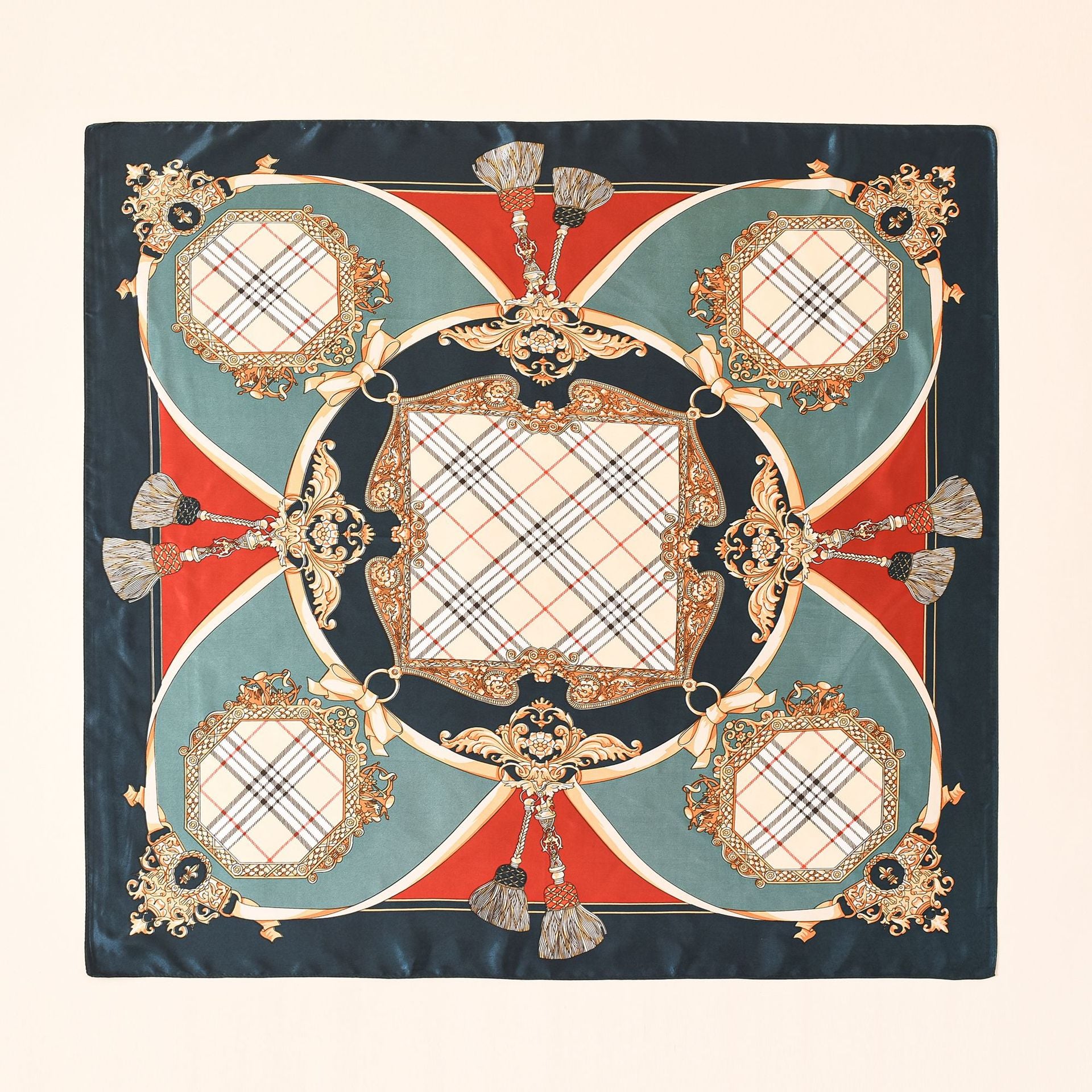 Damen Seidenschal mit kunstvollem Barockmuster und luxuriösem Glanz WW