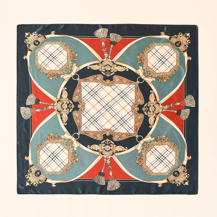 Damen Seidenschal mit kunstvollem Barockmuster und luxuriösem Glanz WW