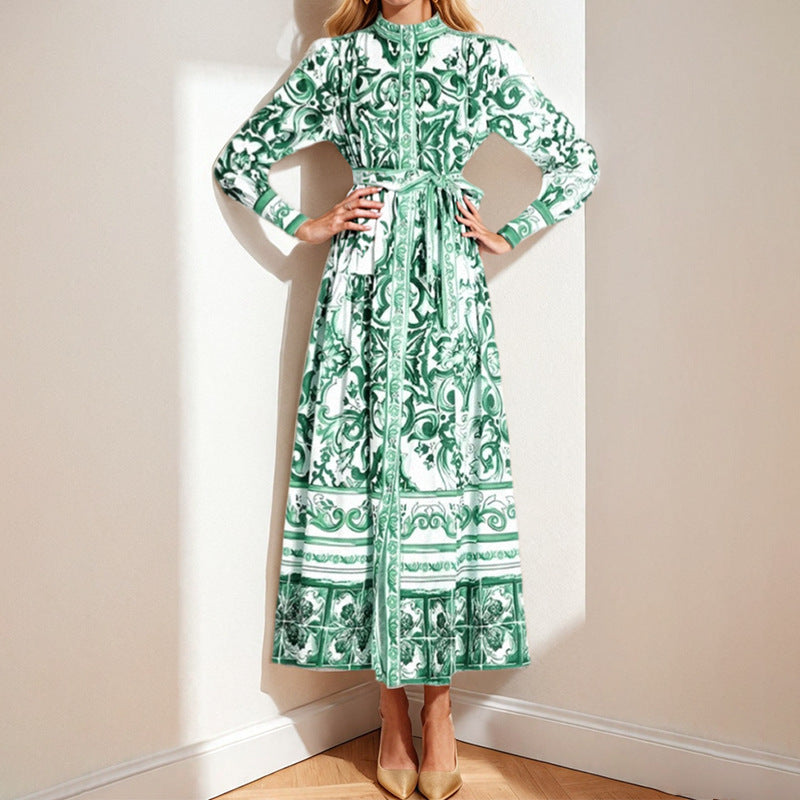 Damen Midikleid im eleganten Barockdesign mit aufwendigen Musterdetails W&W Mode
