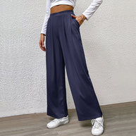 Damen weite Chinohose mit elegantem Faltenwurf und hohem Bund WW