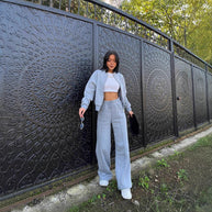 Damen Sportliche Oversize Trainingsjacke und Hose Set WW