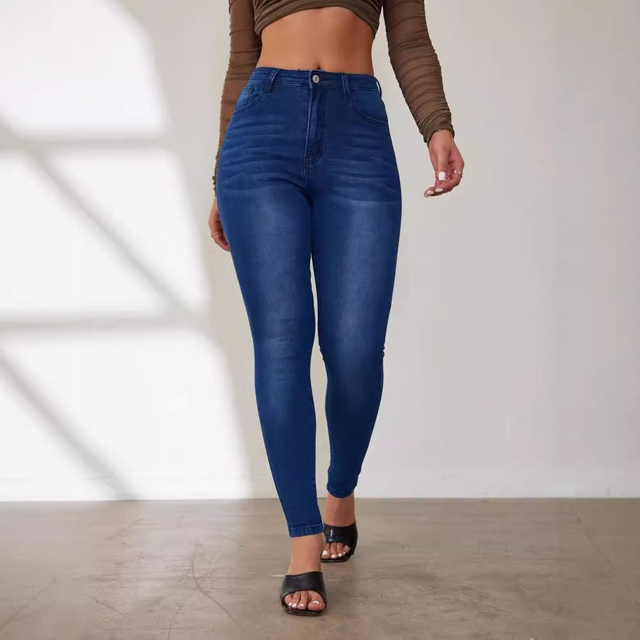 Damen Skinny-Jeans mit hohem Bund und figurbetonter Passform WW