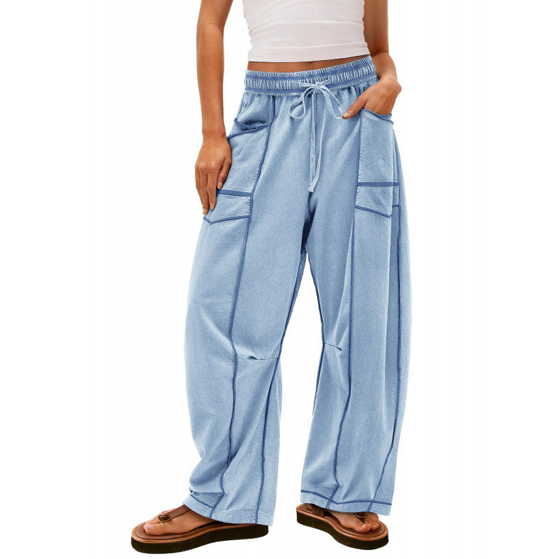 Damen weite Freizeithose mit praktischen Seitentaschen und elastischem Bund WW