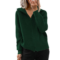 Damen Strickjacke mit Reißverschluss und Hoodie WW