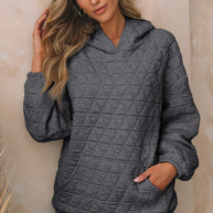 Damen Stepppullover mit gemütlicher Kapuze und praktischen Taschen WW