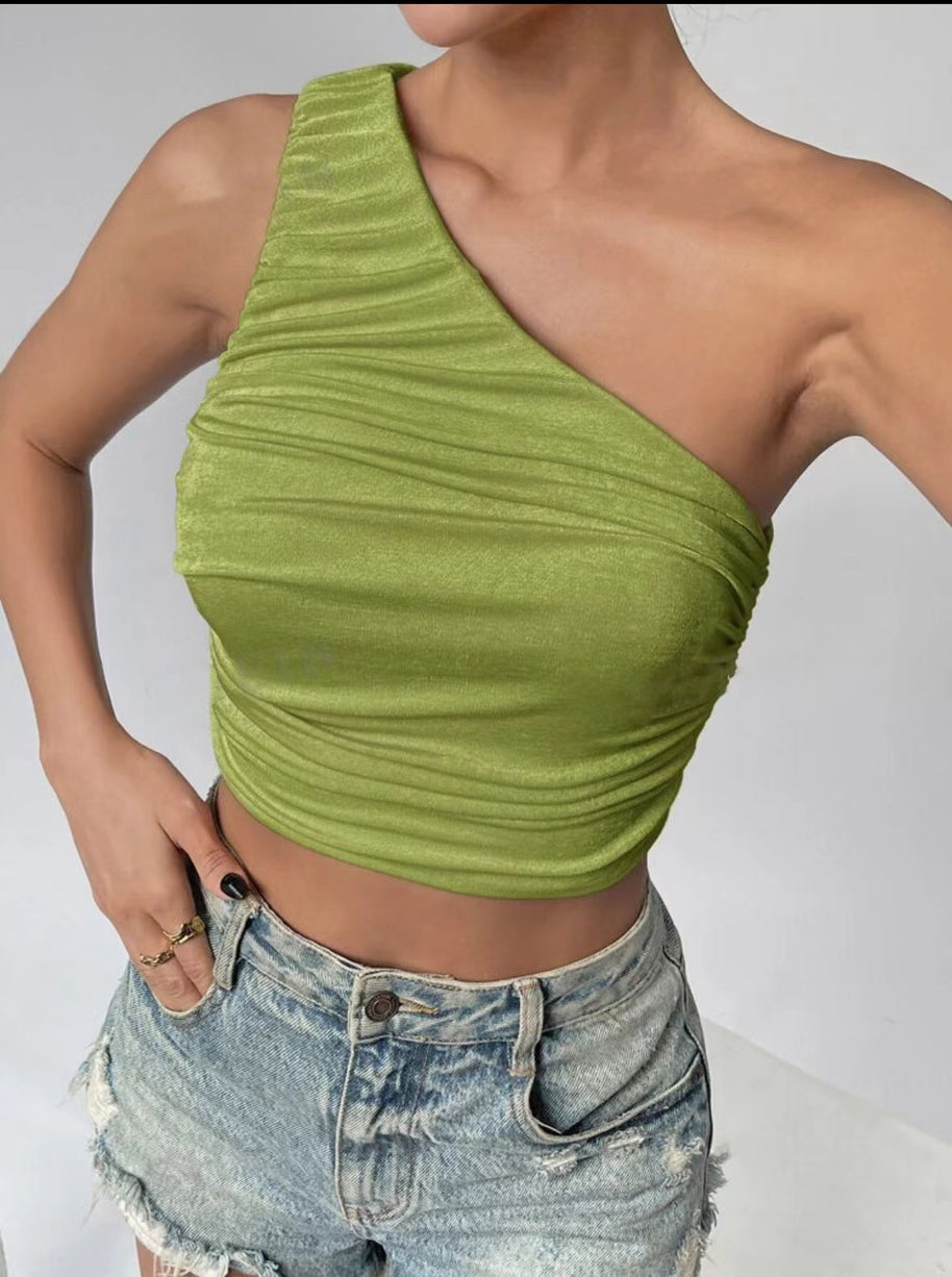 Damen Asymmetrisches Crop-Top mit Rüschendetails WW