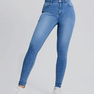 Damen Slim Fit Jeans mit hohem Taillenschnitt und figurformendem Stretch WW