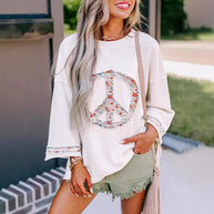 Damen Sweatshirt mit floralem Peace-Zeichen WW