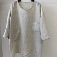 Damen Relaxed Fit Leinen Tunika mit aufgesetzten Taschen WW