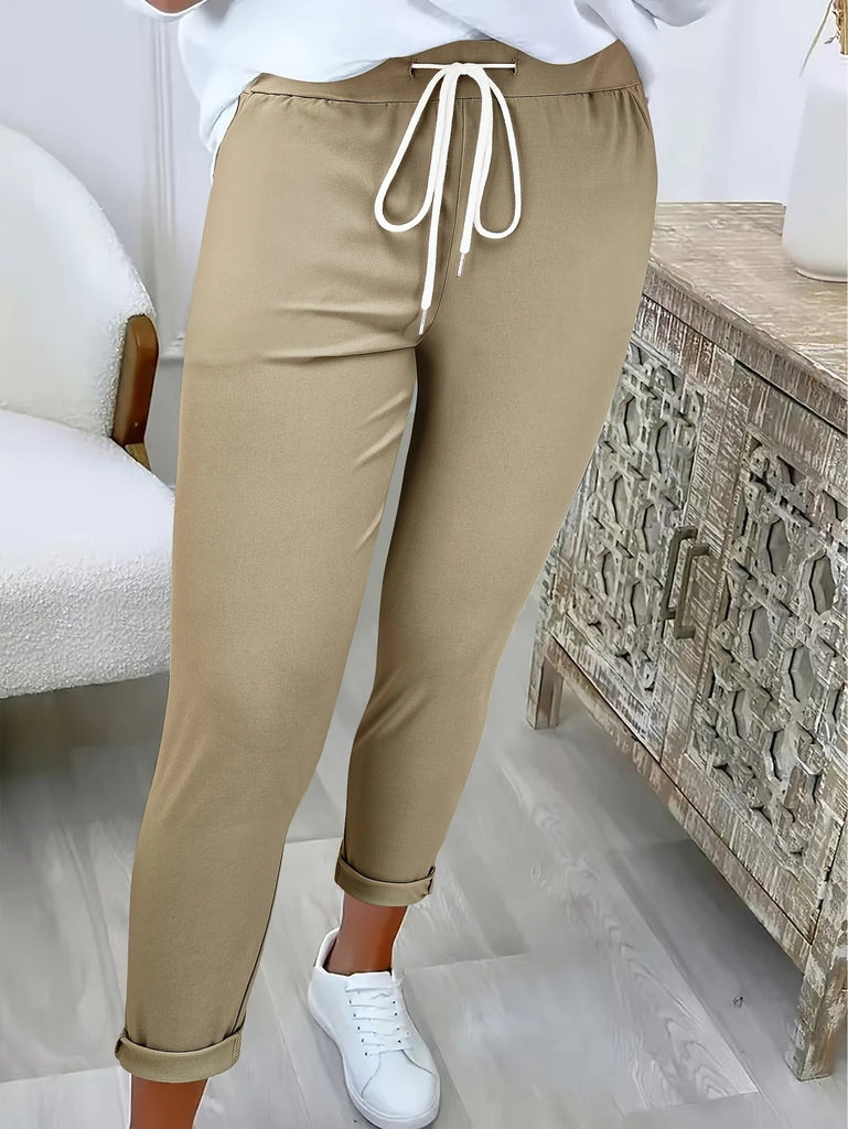 Damen Freizeit-Hosen mit elastischem Bund und Kordelzug WW