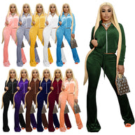 Damen Velours Tracksuit mit Zip-Front und weit geschnittener Hose WW