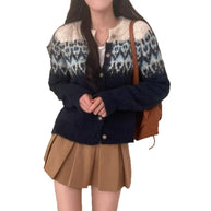 Damen Strickcardigan mit traditionellem Muster und Knopfdetails WW