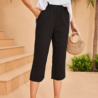 Damen bequeme Leinen-Hose mit elastischem Bund W&W