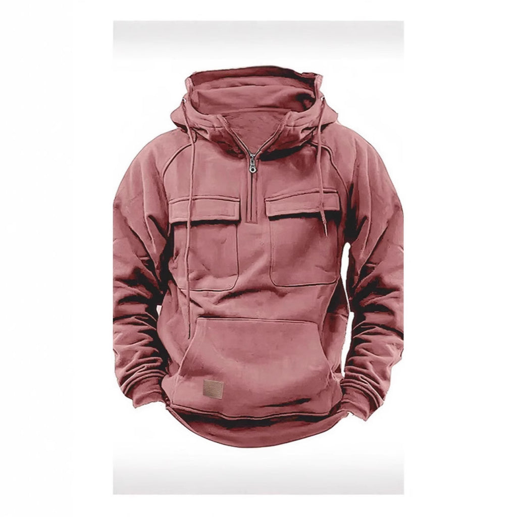 Herren funktionale Kapuzenpullover mit Taschen und Viertelreißverschluss WW