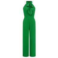 Damen Elegante Jumpsuit mit Schleifenkragen WW