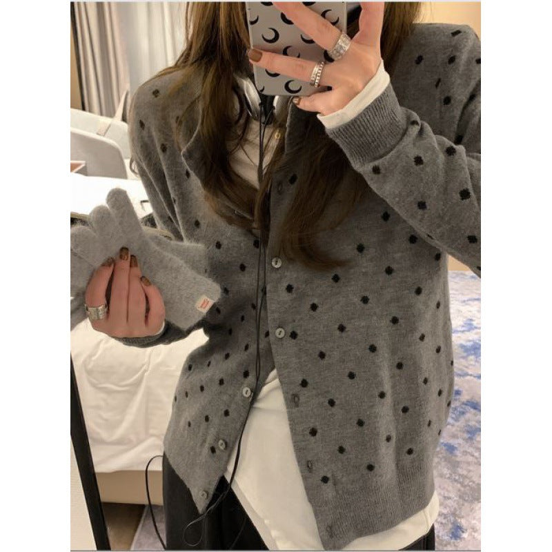 Damen Strickjacke mit Punktmuster WW
