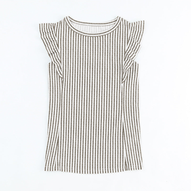 Damen Oberteil mit Rüschendetails und gestreiftem Muster WW