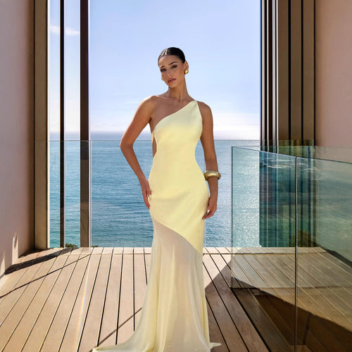 Damen asymmetrisches Abendkleid WW