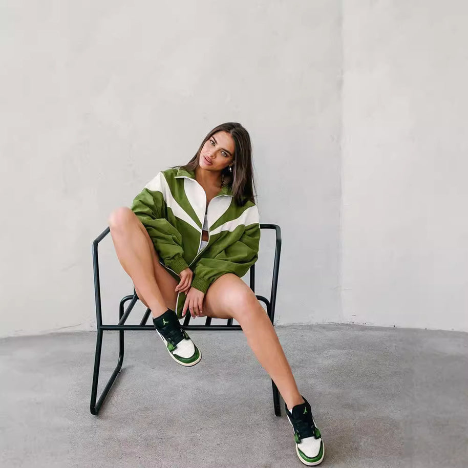 Damen Sportlich Elegante Sommerjacke und Shorts Set WW