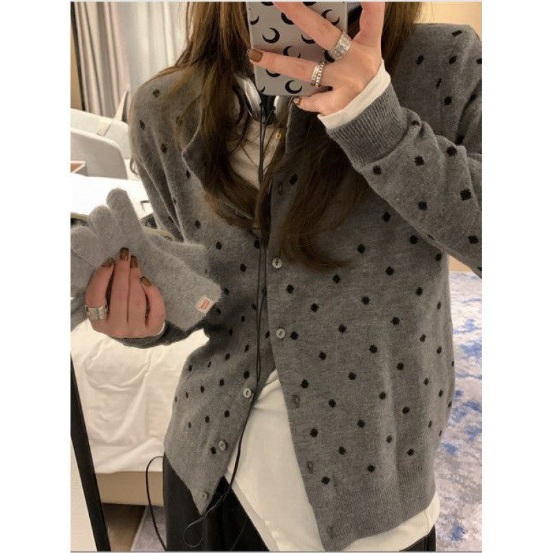 Damen Strickjacke mit Punktmuster WW