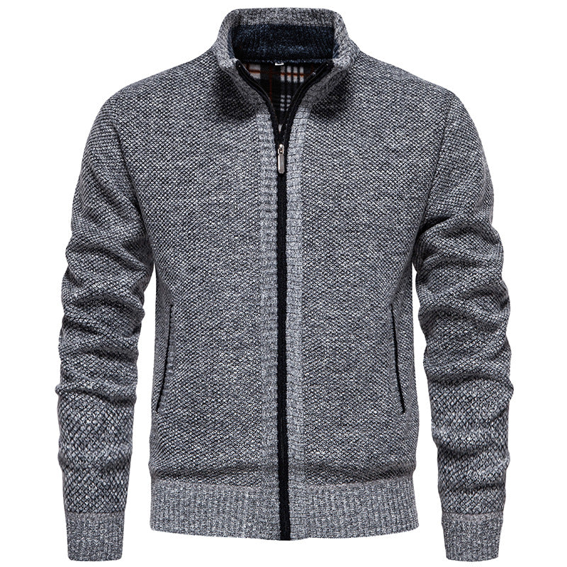 Herren Strickjacke mit hohem Kragen und praktischem Reißverschluss WW